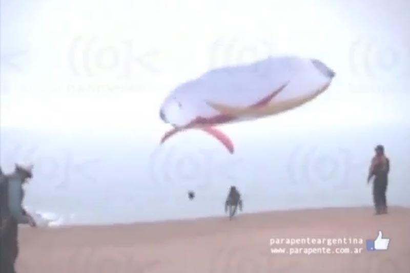 Despegue de parapente: a la pileta :) 